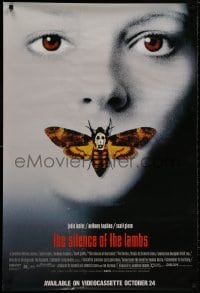 8k208 SILENCE OF THE LAMBS 2-sided 27x40 video poster 1990 Jodie Foster, Anthony Hopkins, w/moth art