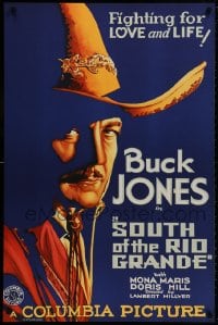 8k096 SOUTH OF THE RIO GRANDE S2 recreation 1sh 2000 best art of cowboy Buck Jones!