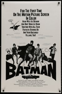 8k285 BATMAN 23x35 commercial poster 1980s DC Comics, Adam West & Burt Ward w/villains!
