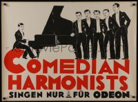 8k120 COMEDIAN HARMONISTS 28x37 German music poster 1930 Friedl art of the singers by piano!