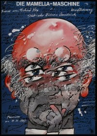 8k173 DIE MAMELLA-MASCHINE 24x33 German stage poster 1987 art of many-faced man by Waldemar Swierzy!