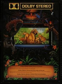8k229 DOLBY DIGITAL 26x36 special poster 1990 artwork of jungle animals in theater!