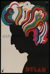 8k122 DYLAN 22x33 music poster 1967 colorful silhouette art of Bob by Milton Glaser!