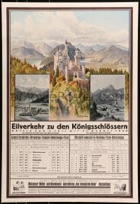 8k234 EILVERKEHR ZU DEN KONIGSSCHLOSSERN 20x29 German special poster 1922 Neuschwanstein Castle!