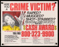 8k151 FITZGERALD & FITZGERALD P.C. DS 11x14 advertising poster 1980s crime victim? Get paid!