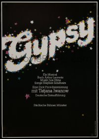 8k176 GYPSY 24x33 German stage poster 1990s Sondheim, wonderful title art by Gunter Schmidt!