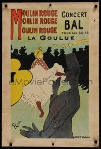 8k259 MOULIN ROUGE CONCERT BAL 20x30 French special poster 1940s wonderful Toulouse-Lautrec art!