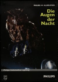 8k156 PHILIPS 24x33 German advertising poster 1980s H4 Allweather radio, cool owl image!
