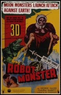 8k134 ROBOT MONSTER tv poster R1981 3-D, the worst movie ever, great wacky art!