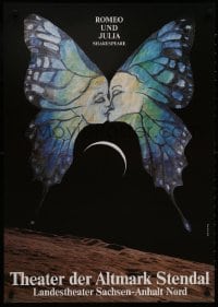 8k185 ROMEO UND JULIA 24x33 German stage poster 1980sart of a butterfly and the moon!