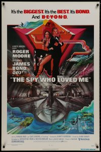 8k913 SPY WHO LOVED ME 1sh 1977 great art of Roger Moore as James Bond by Bob Peak!