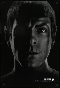 8k916 STAR TREK teaser DS 1sh 2009 Abrams, image of Zachary Quinto as Spock over black background!