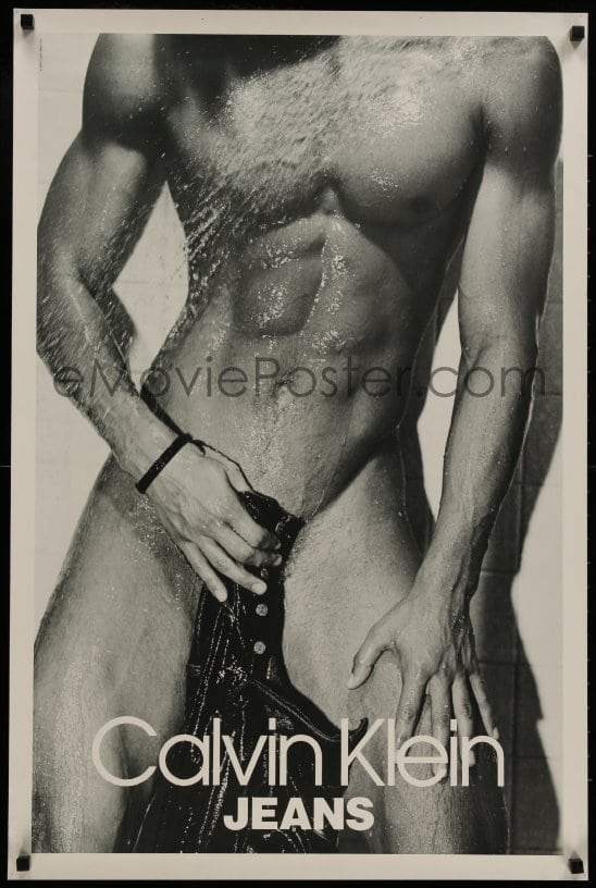 : 8k150 CALVIN KLEIN 24x36 advertising poster 1991 image of  naked guy not quite wearing his jeans!