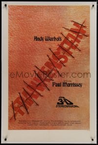 8m250 ANDY WARHOL'S FRANKENSTEIN linen 3D int'l 1sh 1974 Paul Morrissey, cool title in stitches!