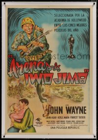 8m023 SANDS OF IWO JIMA linen Argentinean 1950 great artwork of World War II Marine John Wayne!