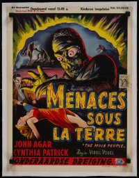 8m075 MOLE PEOPLE linen Belgian 1956 great different art of monsters & sexy girl, Universal horror!
