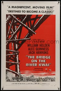 8m265 BRIDGE ON THE RIVER KWAI linen 1sh 1958 William Holden, Alec Guinness, David Lean classic!