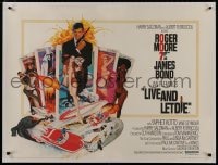 8m097 LIVE & LET DIE linen British quad 1973 McGinnis art of Moore as James Bond & sexy tarot cards!