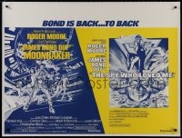 8m101 MOONRAKER/SPY WHO LOVED ME linen British quad 1980 James Bond is back to back, ultra rare!