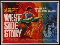8m108 WEST SIDE STORY linen British quad 1962 Academy Award winning classic musical, wonderful art!