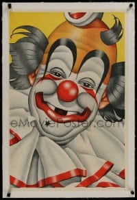 8m138 UNKNOWN CIRCUS POSTER linen 20x30 circus poster 1950s close up art of toothless circus clown!
