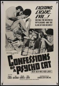 8m287 CONFESSIONS OF A PSYCHO CAT linen 1sh 1968 the Mistress of Pleasure, her bed was her lair!