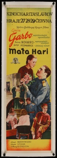 8m011 MATA HARI linen Czech 12x37 1931 Greta Garbo as the legendary spy, Ramon Novarro, rare!