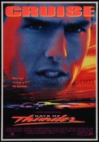 8m294 DAYS OF THUNDER linen int'l 1sh 1990 super close image of NASCAR race car driver Tom Cruise!