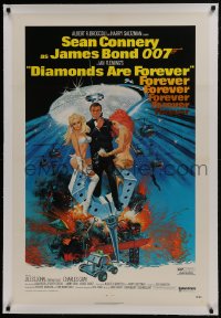 8m296 DIAMONDS ARE FOREVER linen 1sh 1971 art of Sean Connery as James Bond 007 by Robert McGinnis!