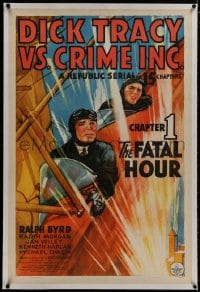 8m298 DICK TRACY VS. CRIME INC. linen chapter 1 1sh 1941 art of Byrd in plane, serial, Fatal Hour!