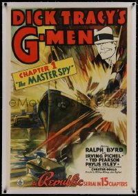 8m299 DICK TRACY'S G-MEN linen chap 1 1sh 1939 Chester Gould cartoon art, ship sunk by Master Spy!