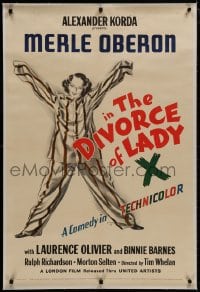 8m301 DIVORCE OF LADY X linen 1sh 1938 John Floherty Jr. art of Merle Oberon wearing pajamas!