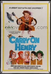 8m084 CARRY ON HENRY VIII linen English 1sh 1972 Eric Pulford & Renato Fratini art of the top cast!
