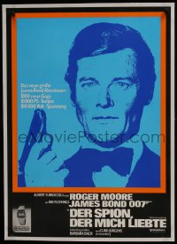 8m037 SPY WHO LOVED ME linen German 1977 Roger Moore as James Bond 007 + Seiko wristwatch ad, rare!