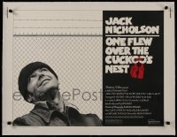 8m234 ONE FLEW OVER THE CUCKOO'S NEST linen 1/2sh 1975 c/u of Jack Nicholson, Milos Forman classic!