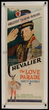 8m221 LOVE PARADE linen insert 1929 c/u of Maurice Chevalier in band uniform saluting, ultra rare!
