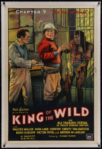 8m365 KING OF THE WILD linen chapter 9 1sh 1931 cool stone litho of half-man half-ape behind bars!