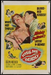 8m366 KISS ME DEADLY linen 1sh 1955 Mickey Spillane, Robert Aldrich, Ralph Meeker as Mike Hammer!
