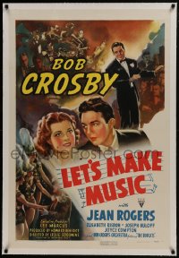 8m372 LET'S MAKE MUSIC linen 1sh 1941 great art of Bob Crosby & Jean Rogers, Nathanael West's last!