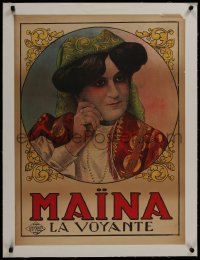 8m140 MAINA LA VOYANTE linen 23x31 French magic poster 1920 Louis Galice art of the magician!