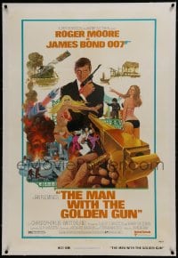 8m385 MAN WITH THE GOLDEN GUN linen West Hemi 1sh 1974 McGinnis art of Roger Moore as James Bond!