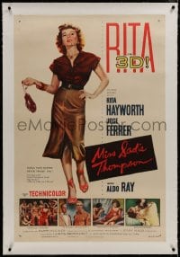 8m390 MISS SADIE THOMPSON linen 3D 1sh 1953 sexy smoking prostitute Rita Hayworth is on the prowl!