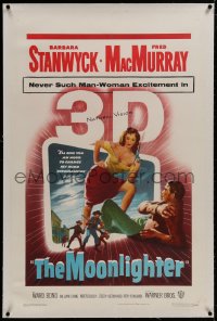 8m394 MOONLIGHTER linen 3D 1sh 1953 art of sexy Barbara Stanwyck & Fred MacMurray coming off screen!