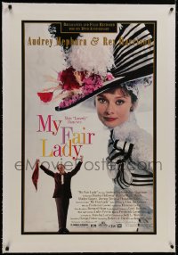 8m400 MY FAIR LADY linen 1sh R1994 great close up of beautiful Audrey Hepburn, Rex Harrison!