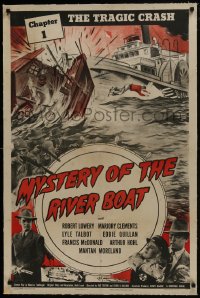 8m402 MYSTERY OF THE RIVER BOAT linen chapter 1 1sh 1944 Universal crime serial, The Tragic Crash!