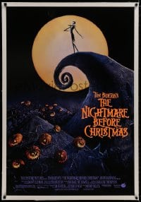 8m407 NIGHTMARE BEFORE CHRISTMAS linen 1sh 1993 Tim Burton, Disney, great Halloween horror image!
