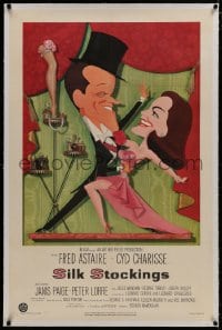8m448 SILK STOCKINGS linen 1sh 1957 art of Fred Astaire & Cyd Charisse by Jacques Kapralik!