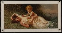 8m169 ALLEGREZZO INFANTILE linen 15x32 Italian special poster 1900s wonderful art of mother & child!