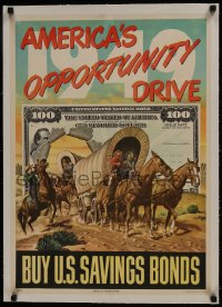 8m170 AMERICA'S OPPORTUNITY DRIVE linen 19x26 special poster 1949 buy U.S. savings bonds, Woodi art!