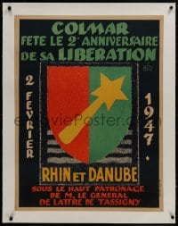 8m175 COLMAR FETE LE 2 ANNIVERSAIRE DE SA LIBERATION linen 25x33 French special poster 1947 Selig!